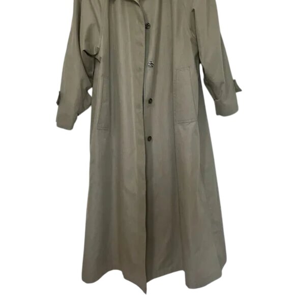 London Fog long single-breasted trench coat taupe women's size 8 - Picture 2 of 7